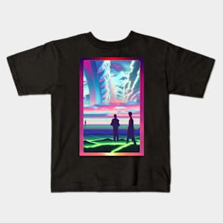 Synthwave Skyline 001 Kids T-Shirt